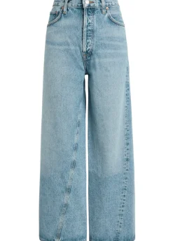 Low Slung Baggy distressed wide-leg jeans