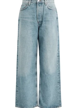 Low Slung Baggy distressed wide-leg jeans