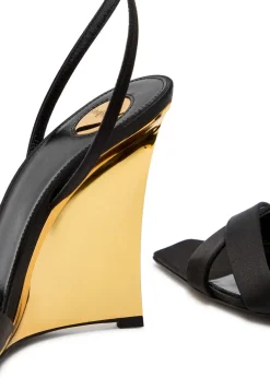 Lucienne 110 crepe satin wedge sandals