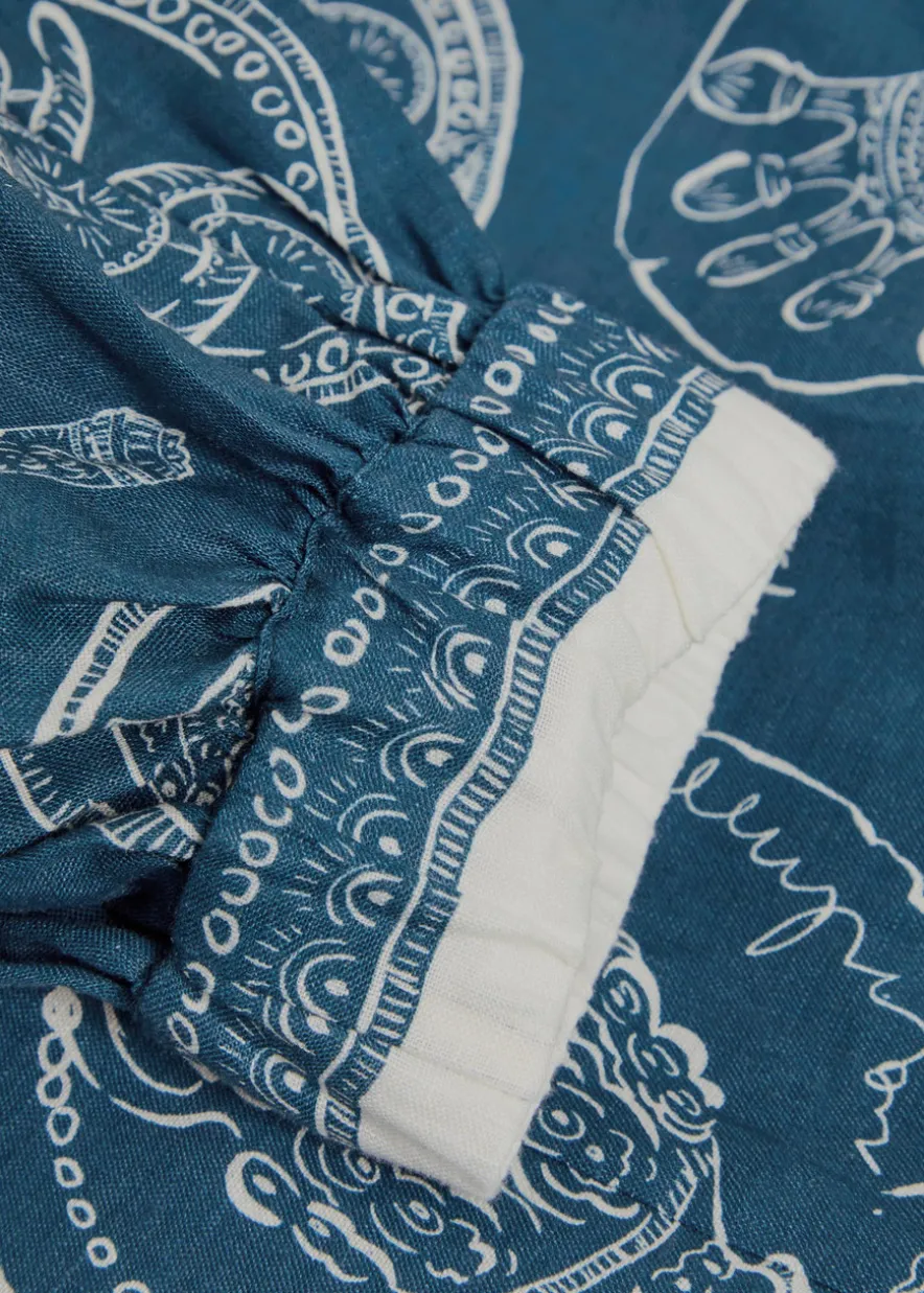 Lucky printed linen midi dress