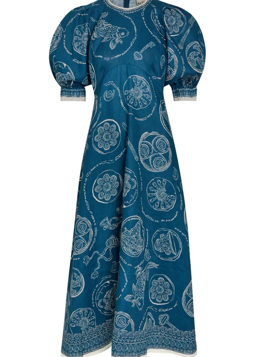 Lucky printed linen midi dress