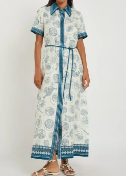 Lucky printed linen midi shirt dress