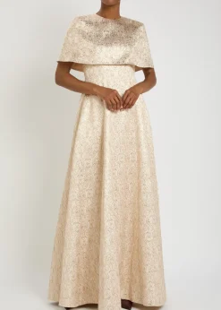 Lucretia floral-jacquard cloqué gown