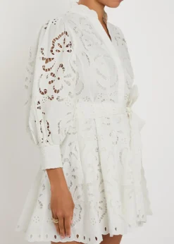 Lucy embroidered cotton mini shirt dress