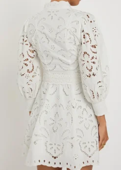 Lucy embroidered cotton mini shirt dress