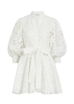 Lucy embroidered cotton mini shirt dress
