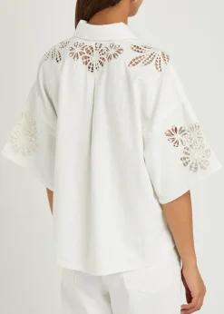 Lucy floral cut-out denim top