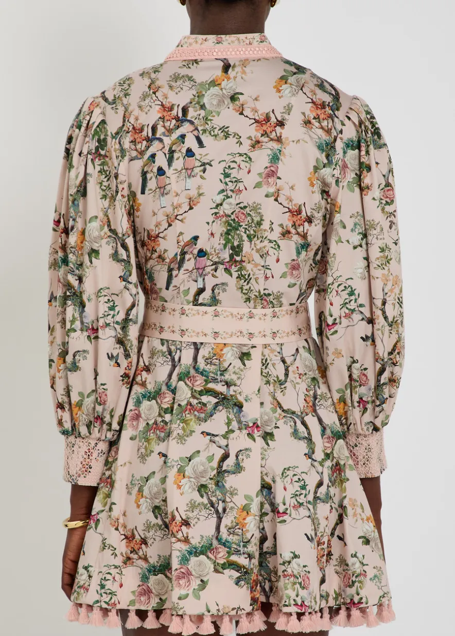 Lucy floral-print stretch-cotton mini shirt dress