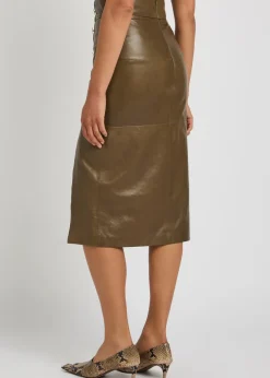Lucy leather midi skirt