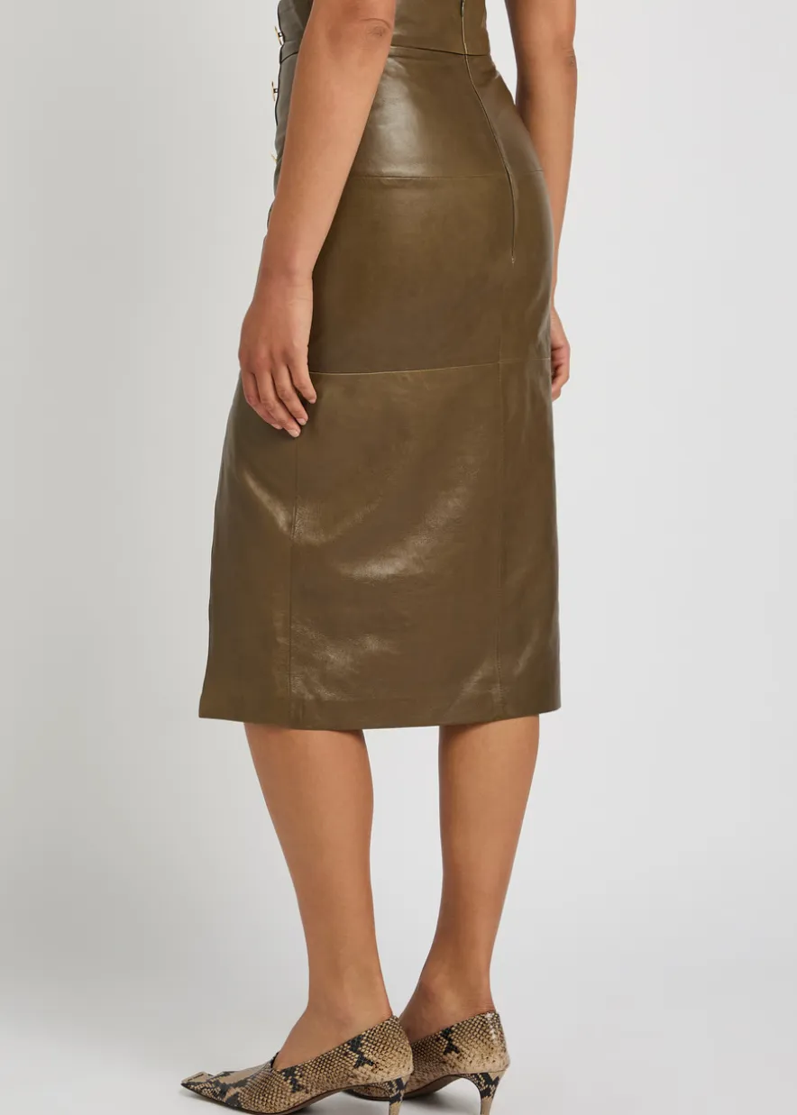 Lucy leather midi skirt