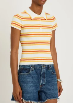 Luka striped cotton-blend polo top