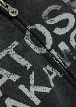 Luke printed hooded distressed cotton sweatshirt