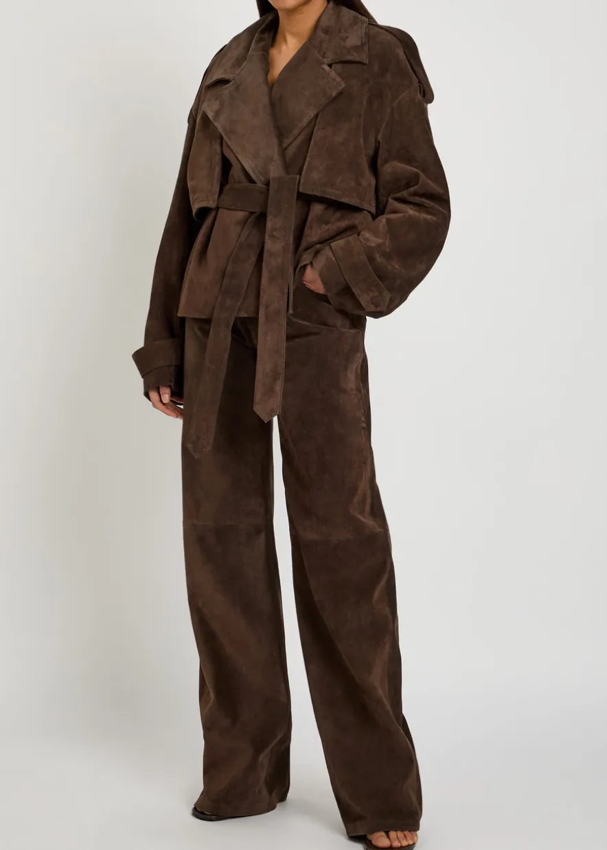 Luke wide-leg suede trousers