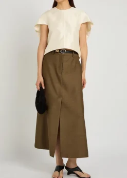 Lulu cropped slubbed silk top