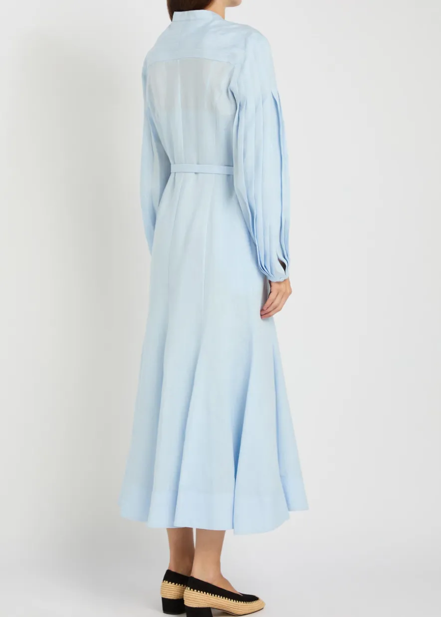 Lydia belted linen midi shirt dress