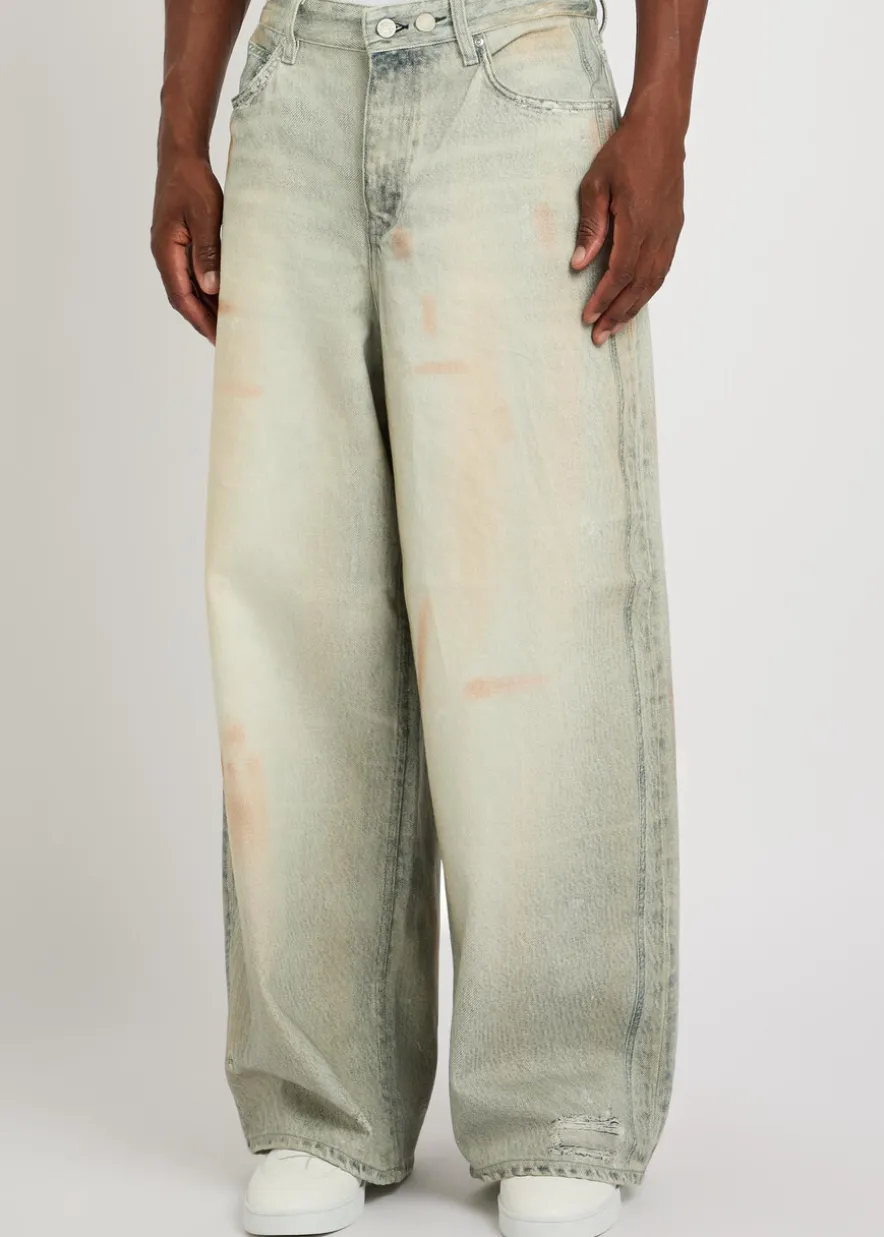 Lyon painted-effect wide-leg denim jeans