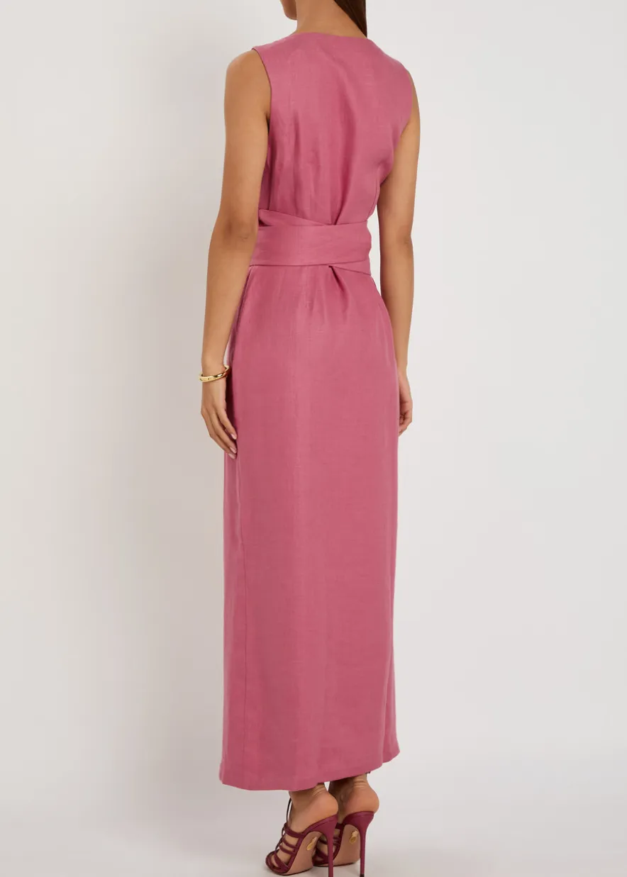 Lyra linen maxi wrap dress
