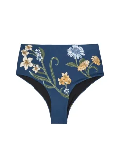 Magenta floral-print bikini briefs