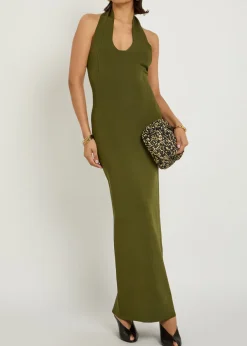 Mahi halter-neck stretch-knit midi dress