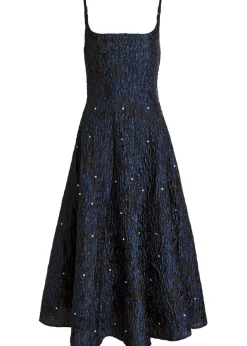 Maison Gem crystal-embellished cloqué midi dress