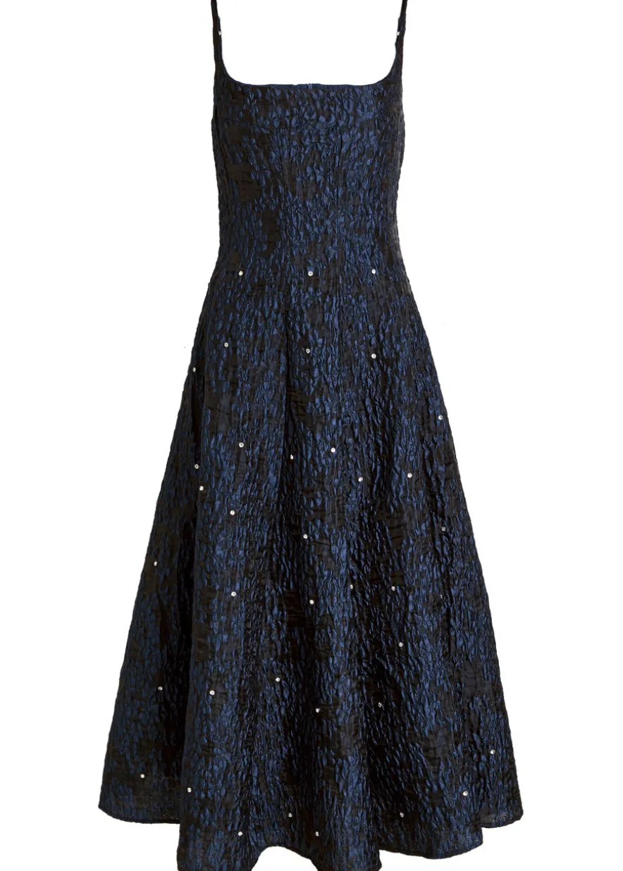 Maison Gem crystal-embellished cloqué midi dress