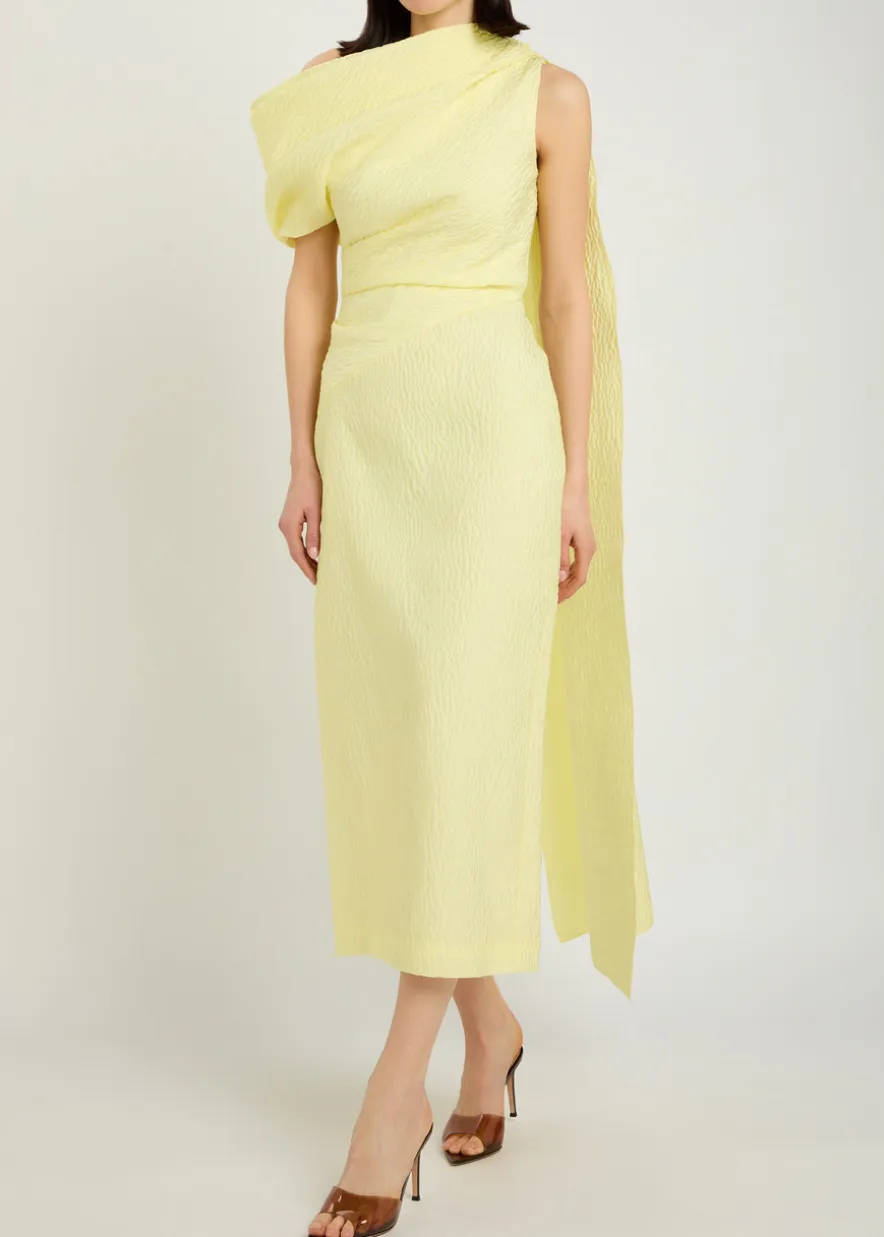 Maite cape-effect cloqué midi dress