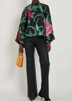 Make An Exit floral-print silk-twill top