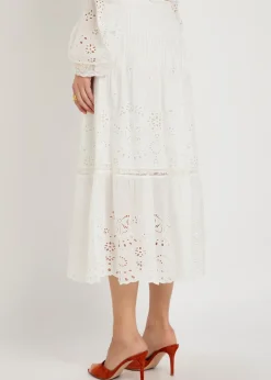 Mallow embroidered cotton midi skirt