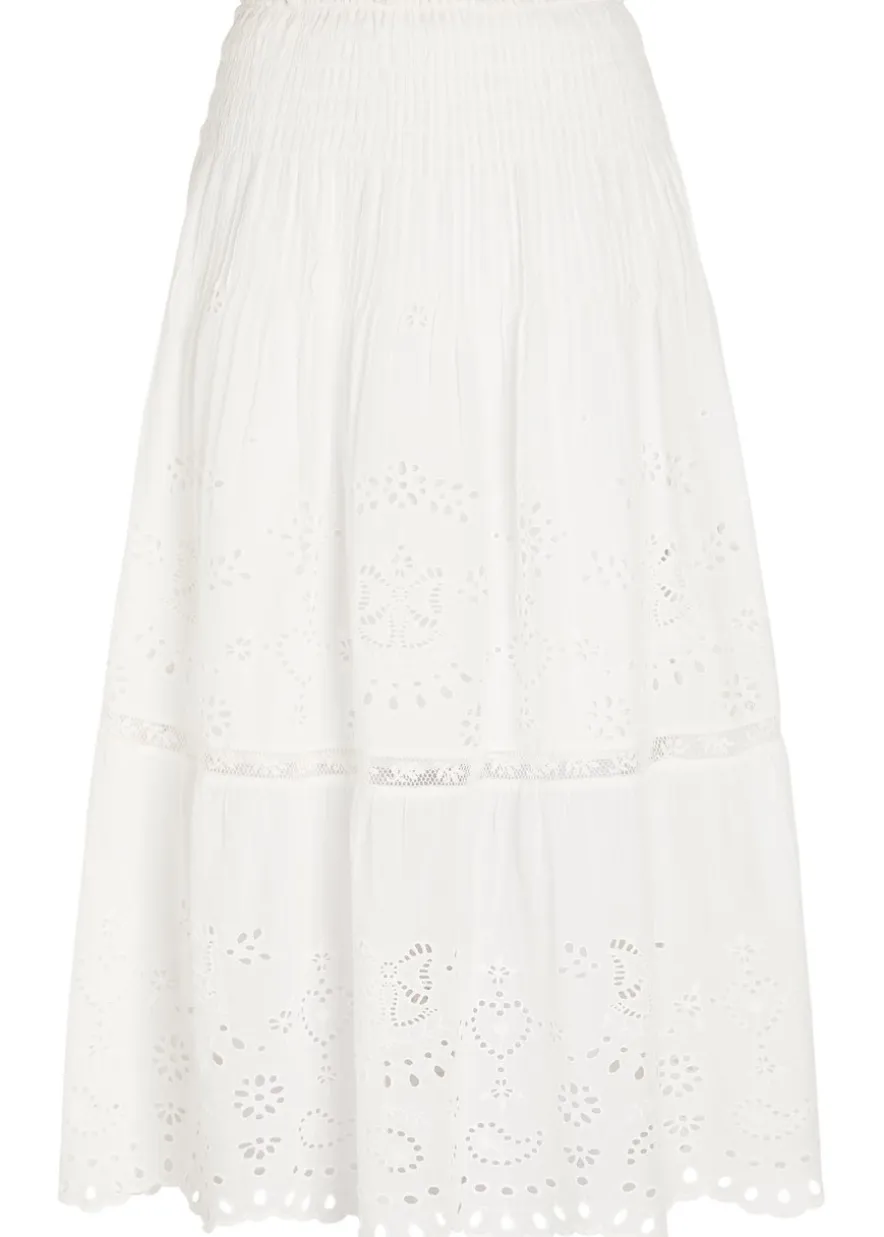 Mallow embroidered cotton midi skirt