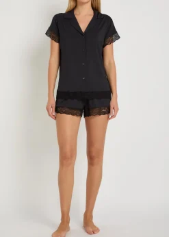 Malou lace-trim jersey pyjama set