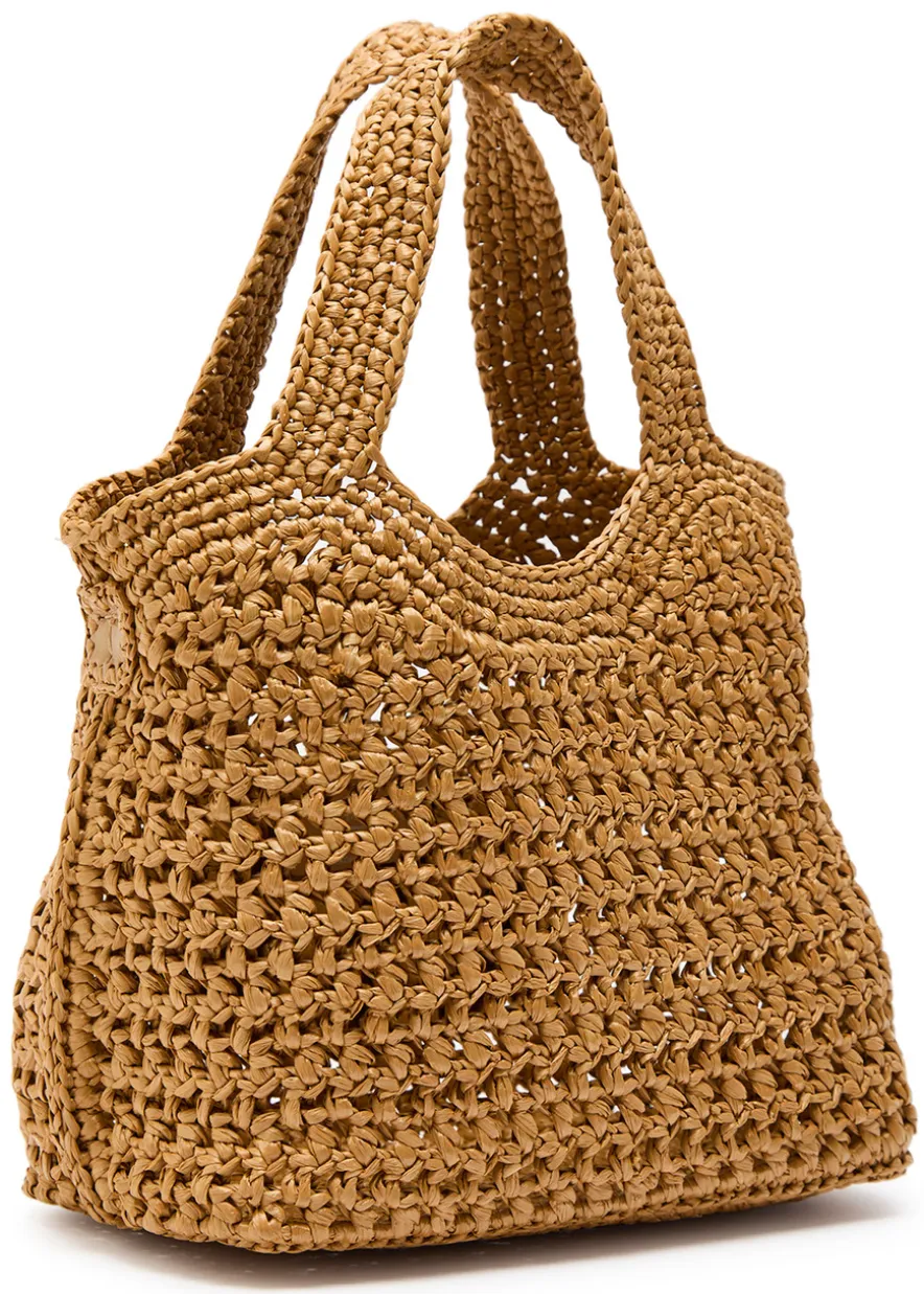 Mancini mini raffia top handle bag