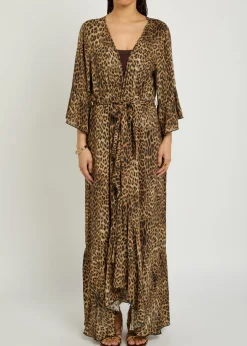 Manon leopard-print woven cover-up robe