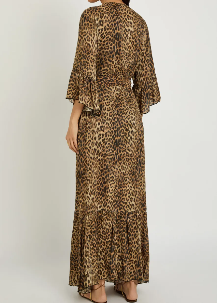 Manon leopard-print woven cover-up robe