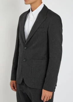 Mansfield herringbone cotton and wool-blend blazer