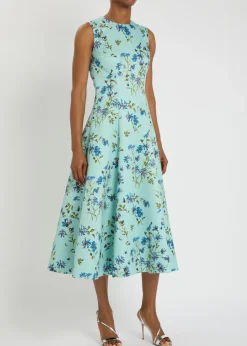 Mara floral-print faille midi dress