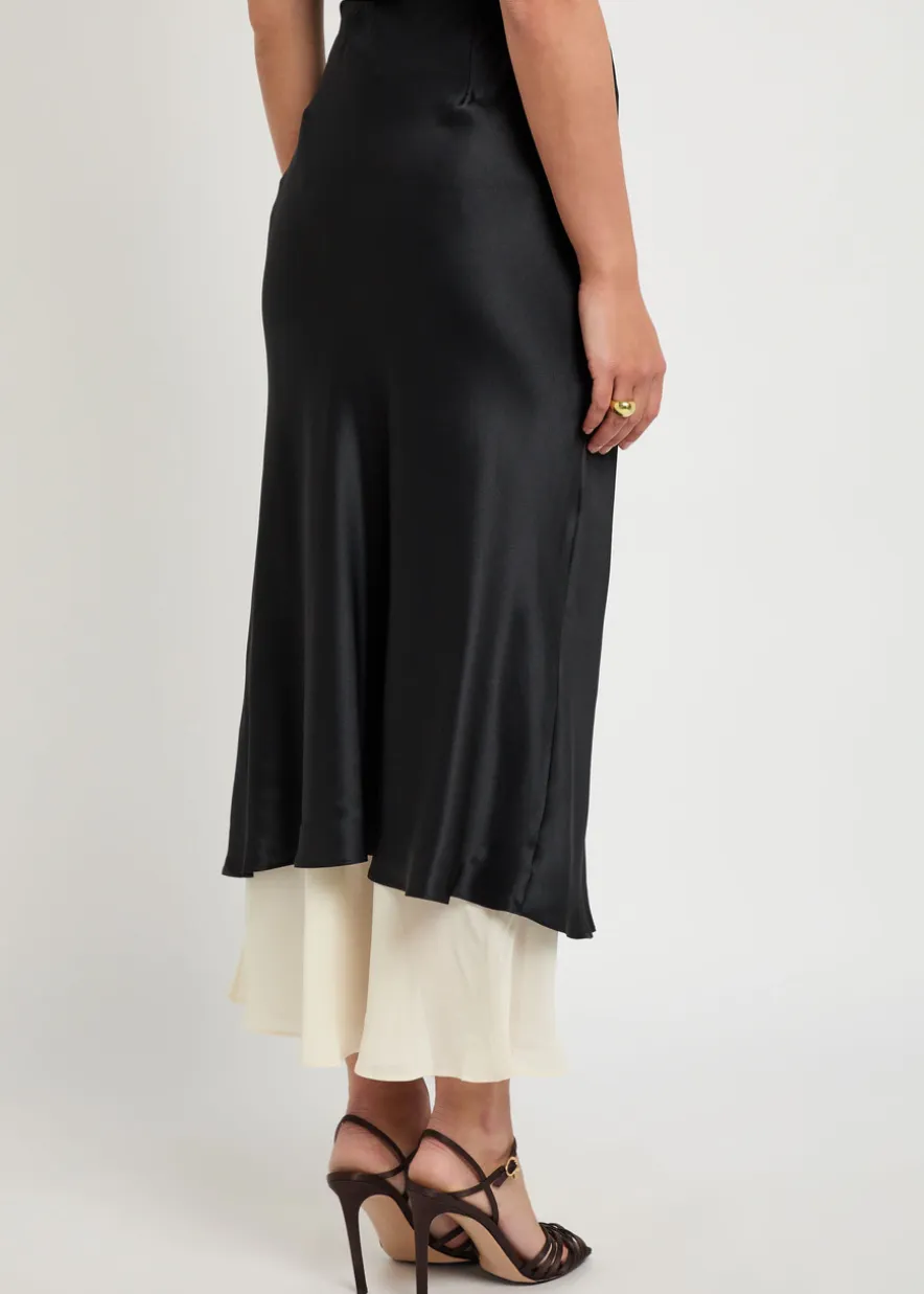 Marcia colour-blocked silk midi skirt