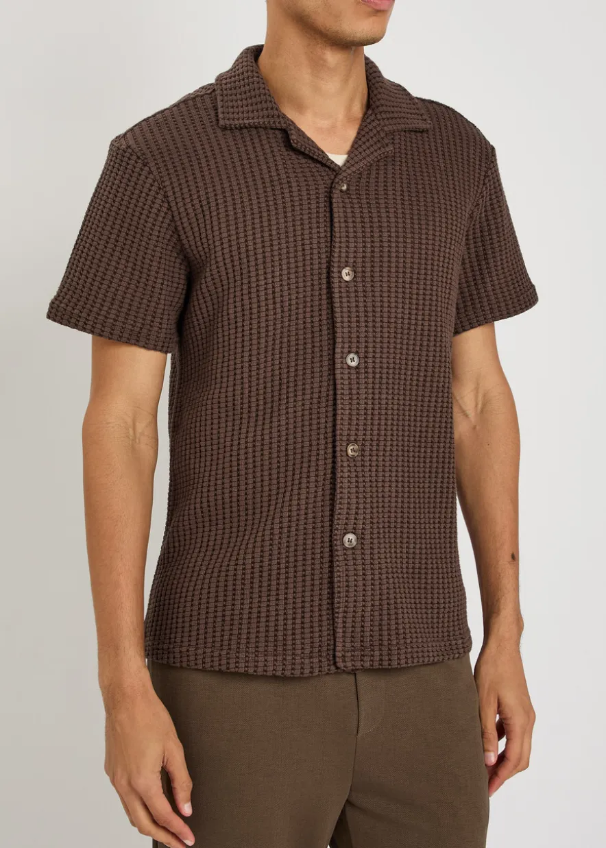 Marcos waffle-knit cotton-blend shirt