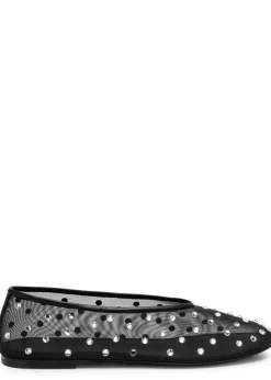 Marcy crystal-embellished mesh ballet flats