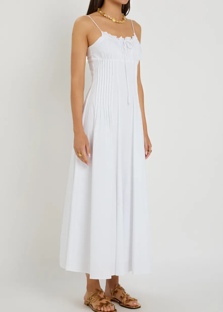 Margi pintuck stretch-cotton midi dress