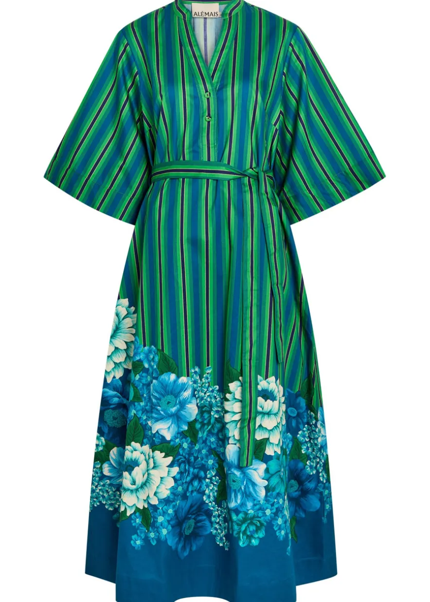Margo striped cotton-poplin midi dress