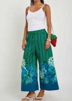 Margo striped wide-leg cotton cropped trousers