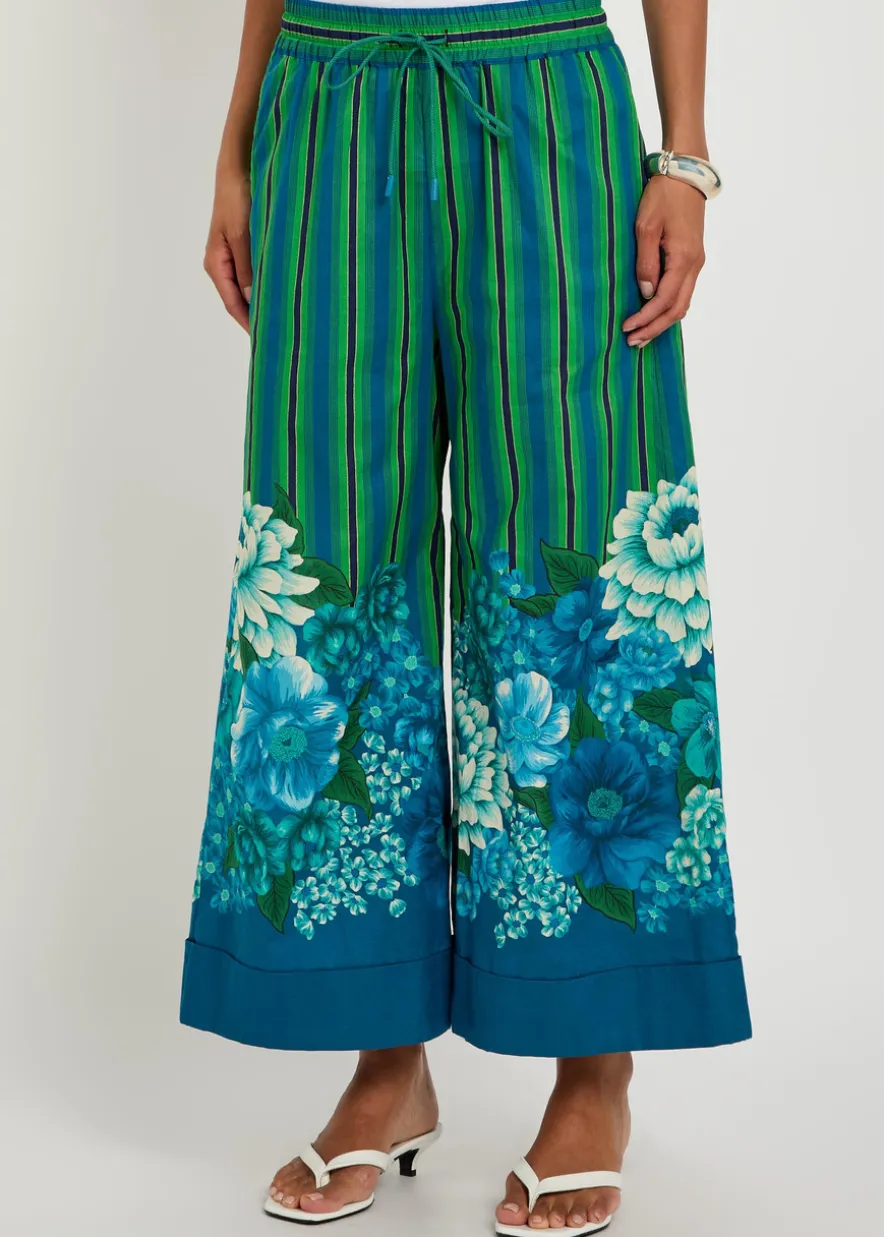 Margo striped wide-leg cotton cropped trousers