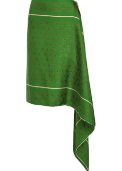 Margot printed asymmetric silk midi skirt