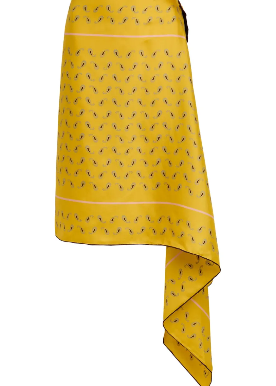 Margot printed asymmetric silk midi skirt