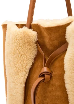 Marija shearling and suede tote bag