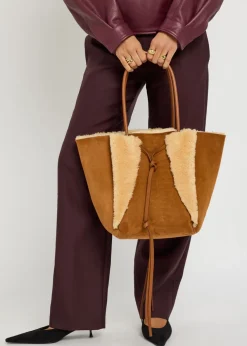 Marija shearling and suede tote bag