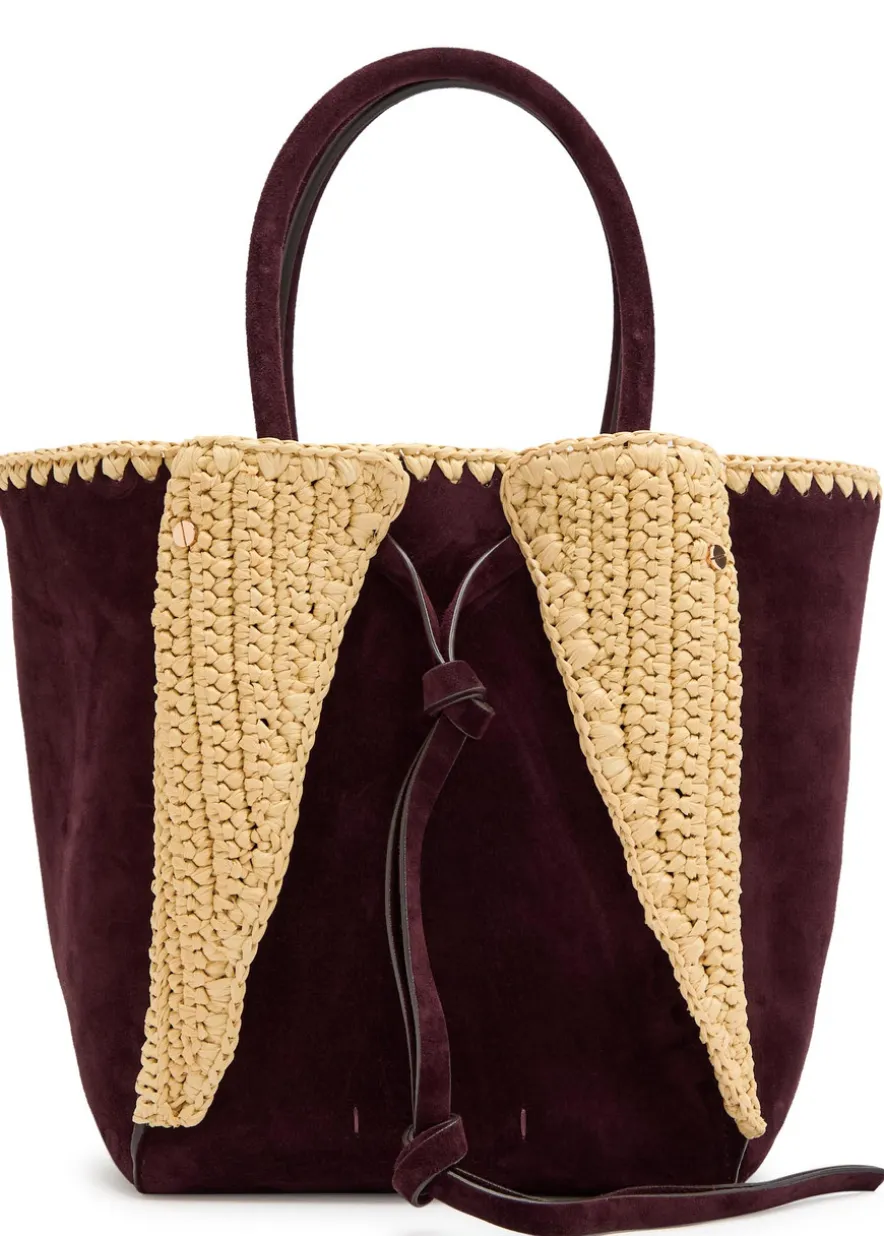 Marija small raffia and suede tote bag