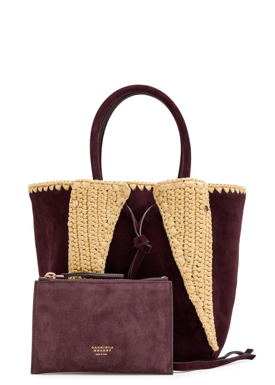 Marija small raffia and suede tote bag