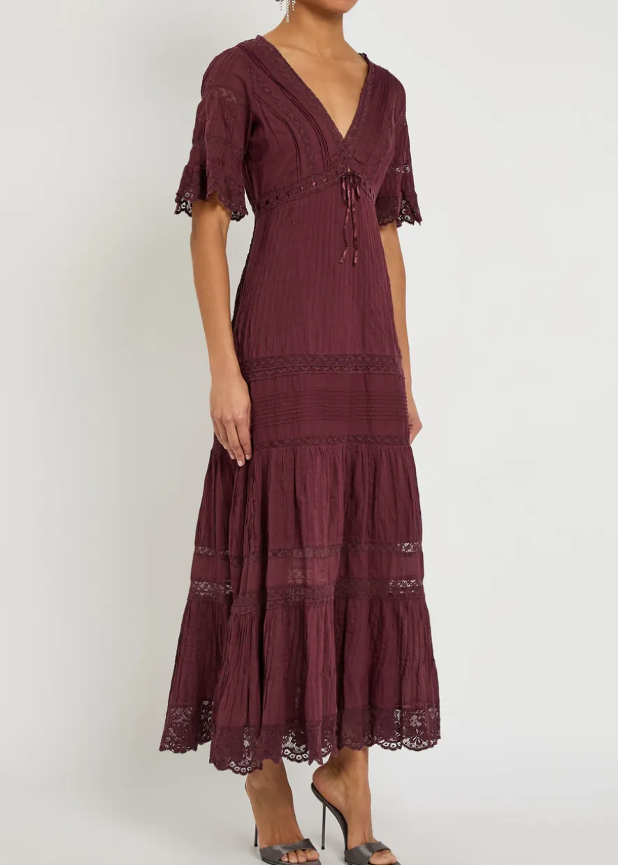 Marlowe lace-detail cotton midi dress