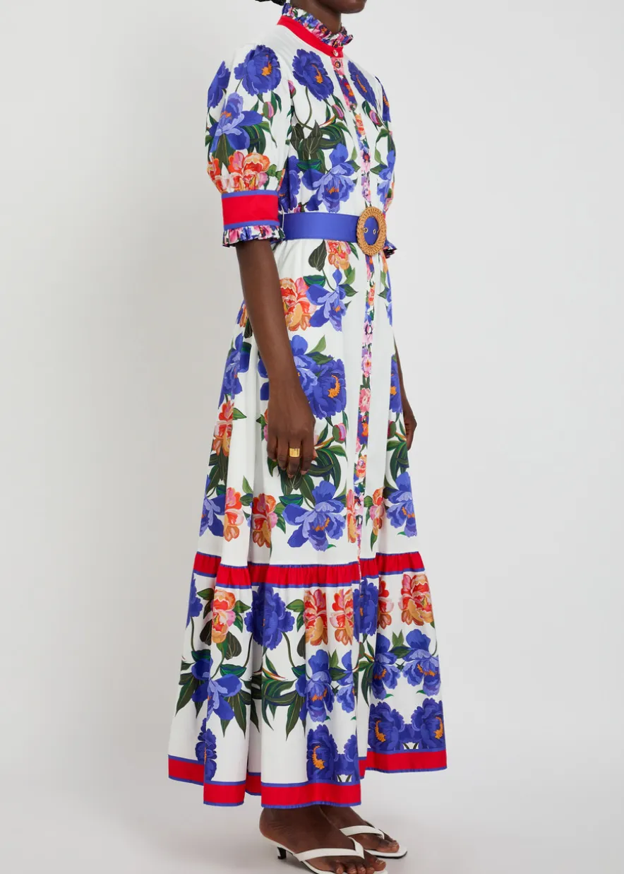 Marni floral-print belted cotton maxi dress